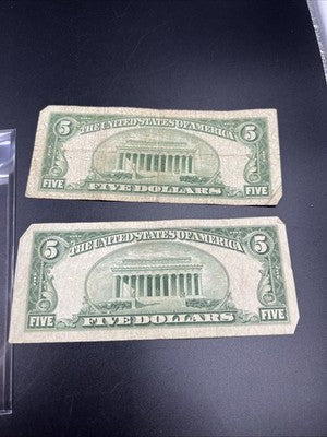 $5 Bill Collector's Set 1934 1950 FRN Federal Reserve Notes VG Very Good Circ