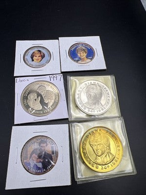 Princess Diana Collector's Set Colorized Coins Medals and CU-NI Liberia $5