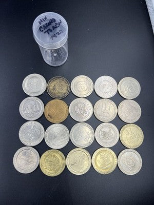 Lot of 20 $1 Casino Dollar Gaming Tokens Metal Circulated Conditions SKU#7527