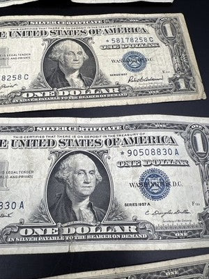 Lot of 4 1957 * Star $1 One Dollar Silver Certificates VG Circulated #992