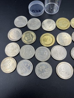 Lot of 20 $1 Casino Dollar Gaming Tokens Metal Circulated Conditions SKU#7528