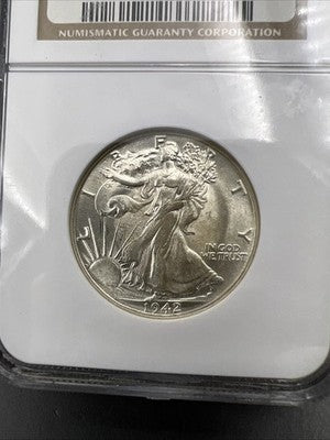 1942 P 50c Walking Liberty Silver Half Dollar Coin NGC BU Brilliant Uncirculated