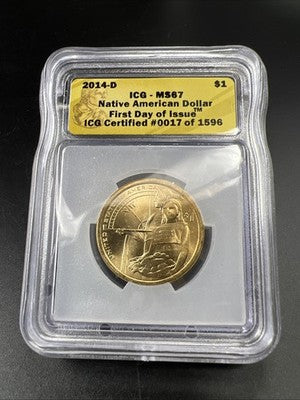 2014 D $1 Sacagawea Native Dollar Gem BU Coin MS67 ANACS #17