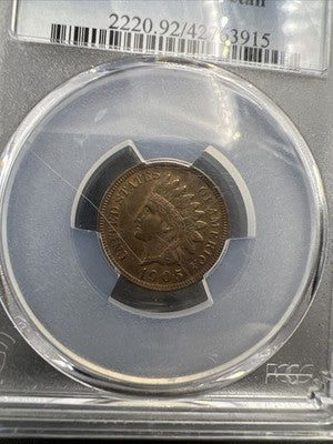 1905 1c Indian Penny Cent Coin PCGS AU Details