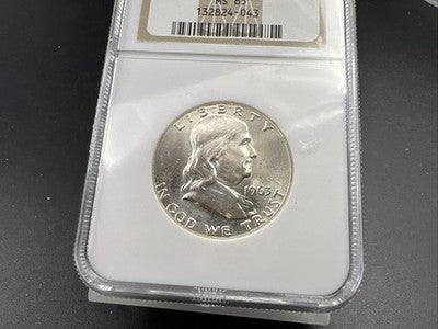 1963 P 50c Franklin 90% Silver Half Dollar Coin NGC MS65 Gem Bu Certified #43
