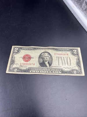 1928 D $2 USN United States Note Red Seal Bill G / VG Circ #167