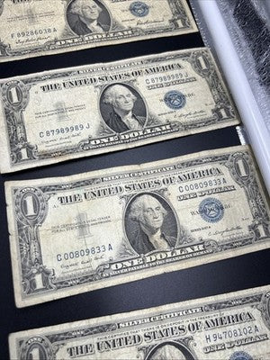 Lot of 10 1957 1935 $1 Dollar Silver Certificate Blue Seal Notes VG Circ #44