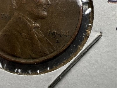 1944 D/D 1c Lincoln Wheat Cent Penny RPM Repunched mint mark VF Circ