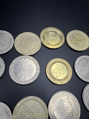 Lot of 20 $1 Casino Dollar Gaming Tokens Metal Circulated Conditions SKU#7524