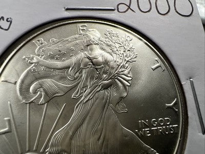 2000 1 Oz ASE American Silver Eagle Coin Incomplete Die Finishing Error UNC