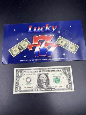 2009 Lucky Serial #77775875 FRN Federal Reserve Note CH UNC