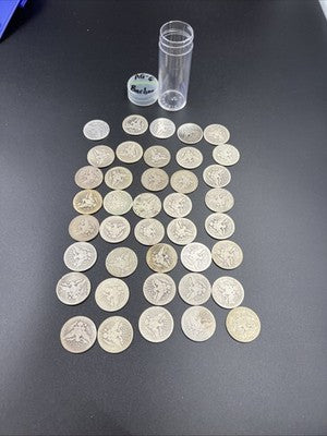 Barber Quarters 90% Silver Coin Quarter Roll $10 Face Value 40 Coins AG/G SKU#4X