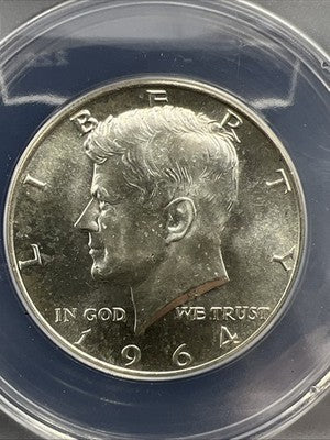 1964 P 50c Kennedy Silver Half Dollar Coin ANACS MS65 Gem BU #58