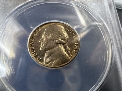 1942 5c Jefferson 5c Nickel Coin DDO Double Die Obverse FS-102 ANACS MS65 Gem BU