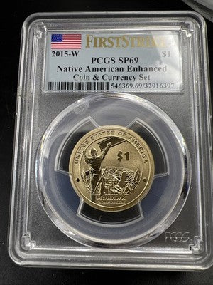 2015 W $1 Native American Mowhawk Iron Workers Dollar SP69 PCGS Enhanced Unc