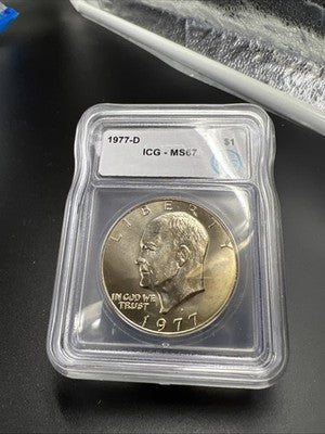 1977 D $1 Ike Eisenhower Clad Copper Nickel Dollar Coin ICG MS67 #26