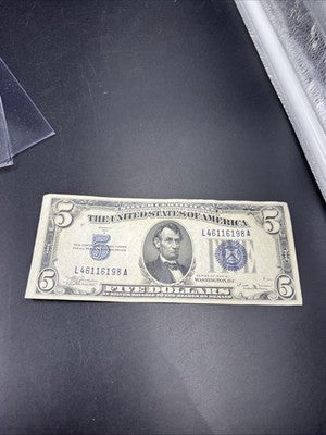1934 D $5 US Silver Certificate VF Very Fine Circ Neat Serial Number