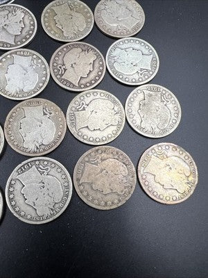 20 Coin Roll Barber 90% Silver Half Dollar Coins G-VG Good Conditions S#V