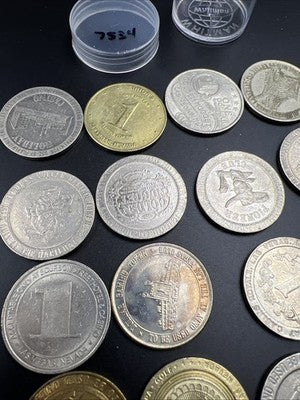 Lot of 20 $1 Casino Dollar Gaming Tokens Metal Circulated Conditions SKU#7534