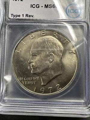 1972 P $1 Ike Eisenhower Clad Copper Nickel Dollar Coin ICG MS66 #92