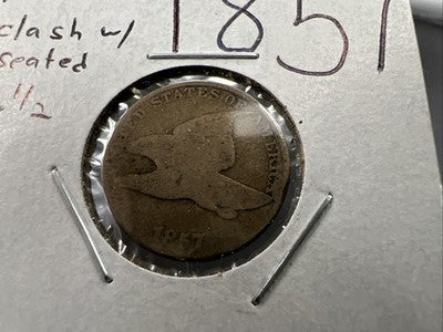 1857 1c Flying Eagle 1c FS-402 Clashed with Seated Half Variety AG About Good #a