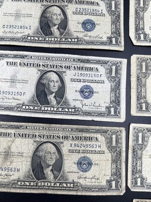 Lot of 10 1935 $1 One Dollar Silver Certificate Blue Seal Notes G / VG Circ #887