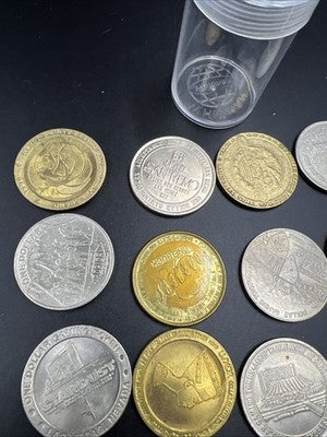 Lot of 20 $1 Casino Dollar Gaming Tokens Metal Circulated Conditions SKU#7549