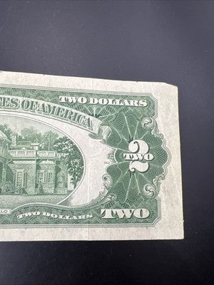 1928 G $2 USN Red Seal Legal Tender Note CH Fine / VF Cric #851