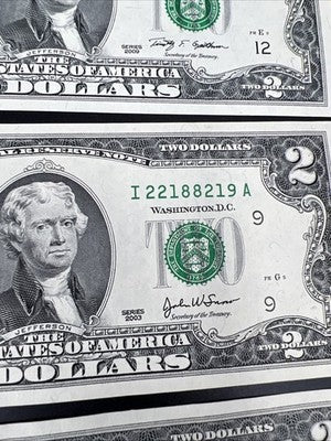 Lot of 5 $2 Bills 1928 1953 1995 2003 2009 Collector's Set Circ #529