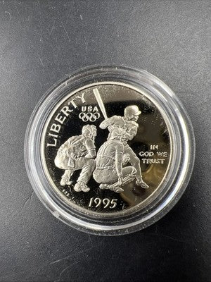 1995 Atlanta Olympics Baseball 50c Commemorative Copper Nickel Half Dollar Proof