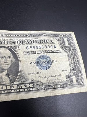 1957 A $1 One Dollar US Silver Certificate VG Circ Neat Serial #59991939