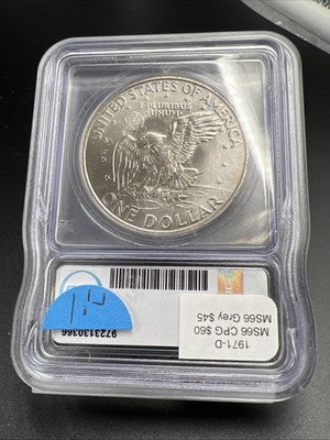 1971 D $1 Ike Eisenhower Clad Copper Nickel Dollar Coin ICG MS66 #66