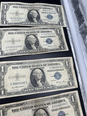 Lot of 10 1935 $1 One Dollar Silver Certificate Blue Seal Notes Very Circ #498
