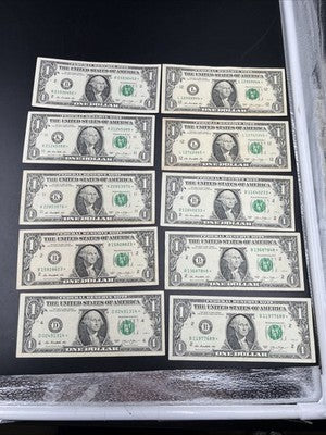 Lot of 10 2013 Star * $1 FRN Federal Reserve Notes Circ #314