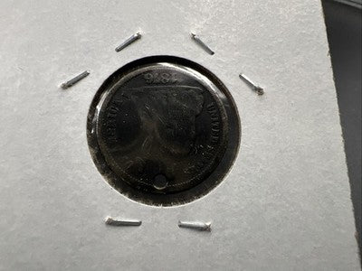 JMS Monogram Love Token on 1876 10c Liberty Seated Silver Dime Circ Holed
