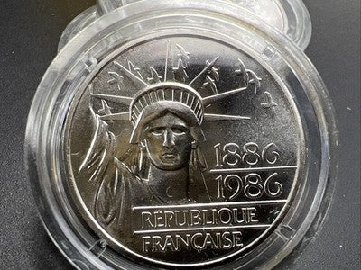 1986 France Piedfort 100 Francs Silver Statue of Liberty Coin