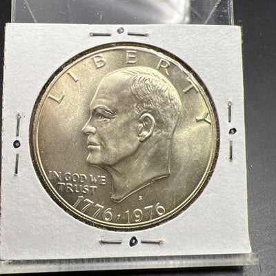 1976 S $1 Ike Bicentennial Eisenhower 40% Silver Dollar Coin BU UNC In 2x2 SKU#A