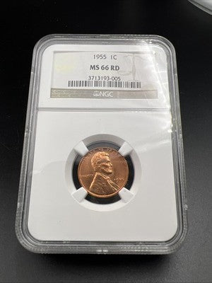 1955 P 1c Lincoln Wheat Cent Penny Coin NGC MS66 RD #005