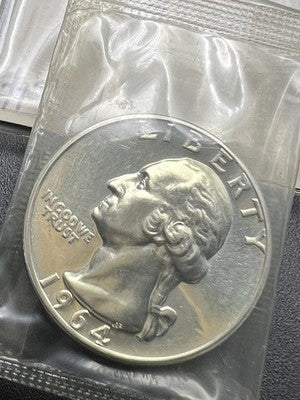 1964 P 25c Washington 90% Silver Quarter Coin Gem Proof Cameo in Mint Cello