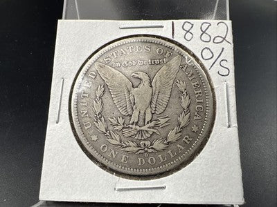 1882 O / S Strong $1 Morgan Silver Dollar Coin Fine Circ SK#A