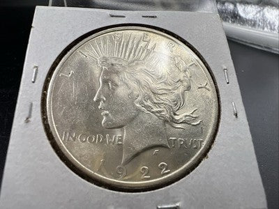 1922 P $1 Peace Silver Dollar Coin Laminated Planchet Error CH AU About UNC