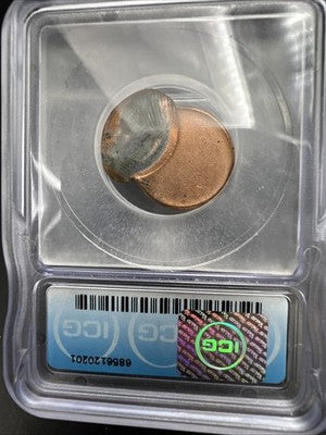 1986 P 1c Major Off Center Error Lincoln Memorial Cent Penny Coin ICG MS65