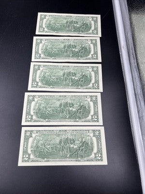 5 Consecutive 2013 $2 FRN Federal Reserve Notes UNC Uncirculated #80