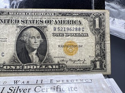 1935 A $1 North Africa Yellow Seal Silver Certificate CH VG Very Good Circ #288