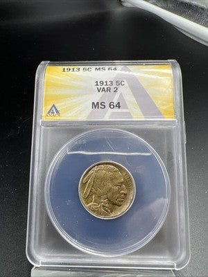 1913 P Type 2 5c Buffalo Five Cents Nickel Coin ANACS MS64 CH BU Certified