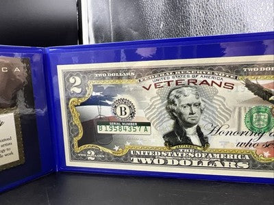 US Veterans Colorized Enhanced 2017 A 2 Two Dollar Federal Reserve Note Unc #57