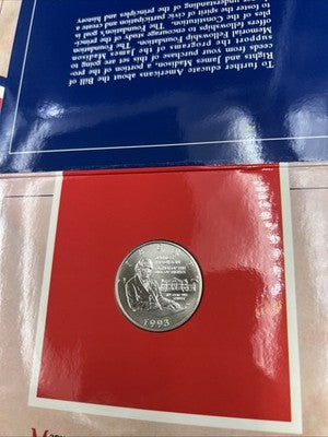 Bill Of Rights Set 1993 W James Madison 90% Silver Half Dollar & Bronze Medal