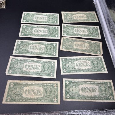 Lot of 10 1957 1935 $1 One Dollar Silver Certificates VG + Circulated #364