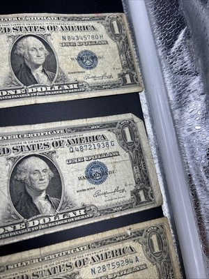 Lot of 10 VERY CIRC 1957 1935 $1 Dollar Silver Certificate Blue Seal Notes #90
