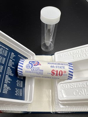 US Mint Certified 2000 D Massachusetts State Statehood Quarter Roll BU UNC